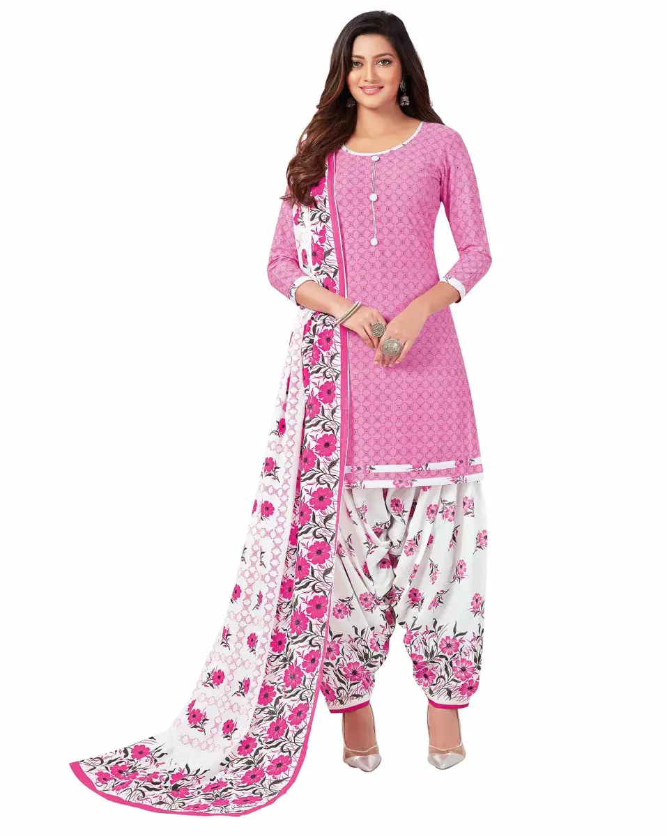 Miraan Women's Cotton Printed Readymade Salwar Suit Set XXX-Large Pink (46cm Chest) - main product image