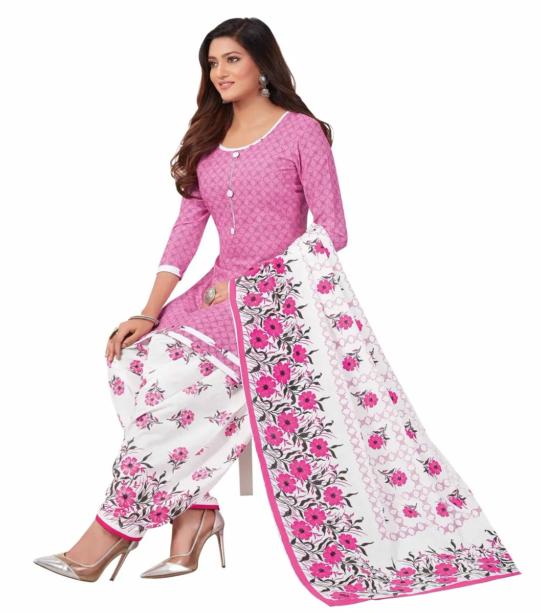 Miraan Women's Cotton Printed Readymade Salwar Suit Set XXX-Large Pink (46cm Chest) - view 6