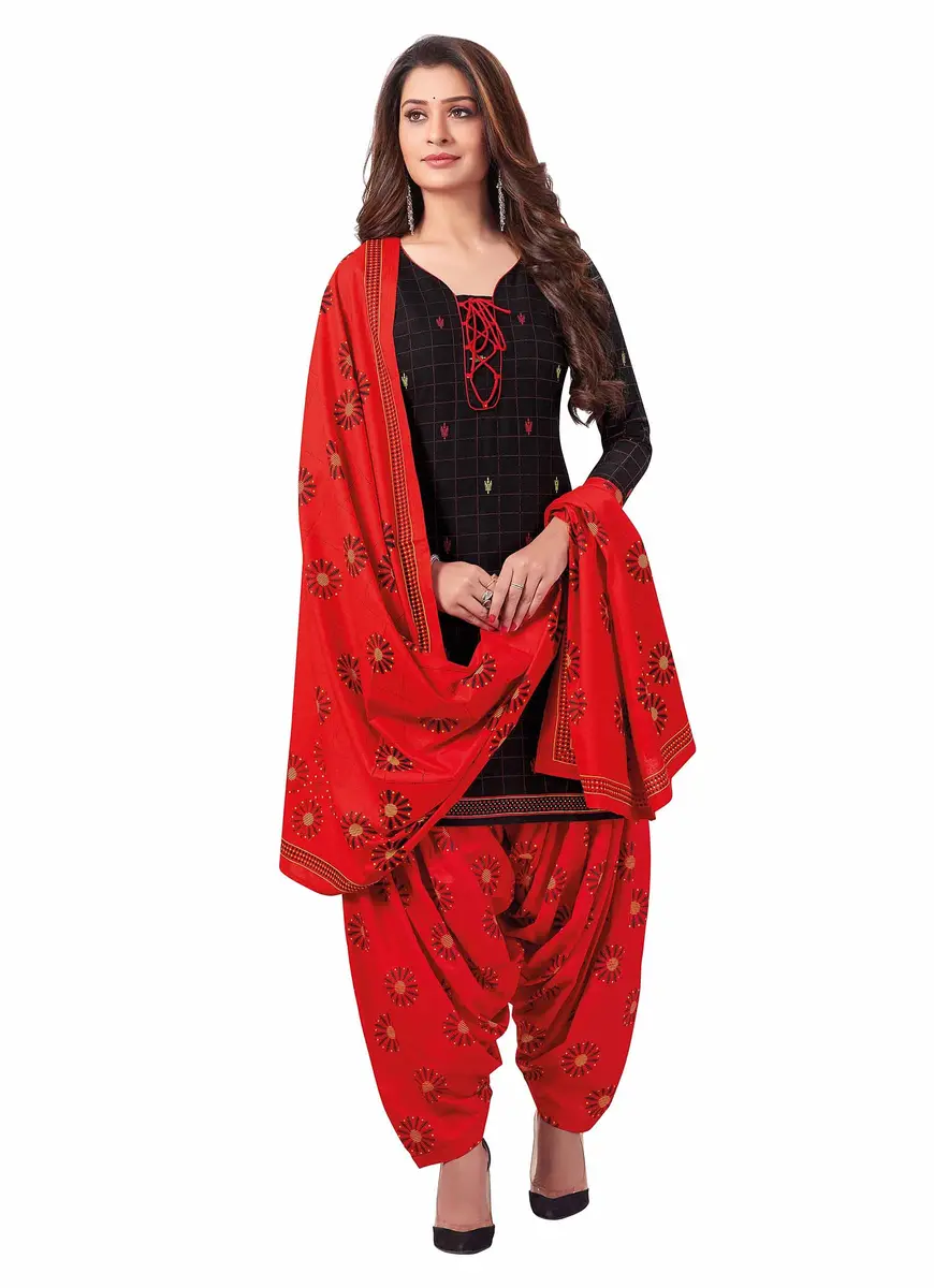 Miraan Women's Cotton Printed Readymade Salwar Suit XXX-Large Black | 116.84 cm (46 inches) Chest - main product image