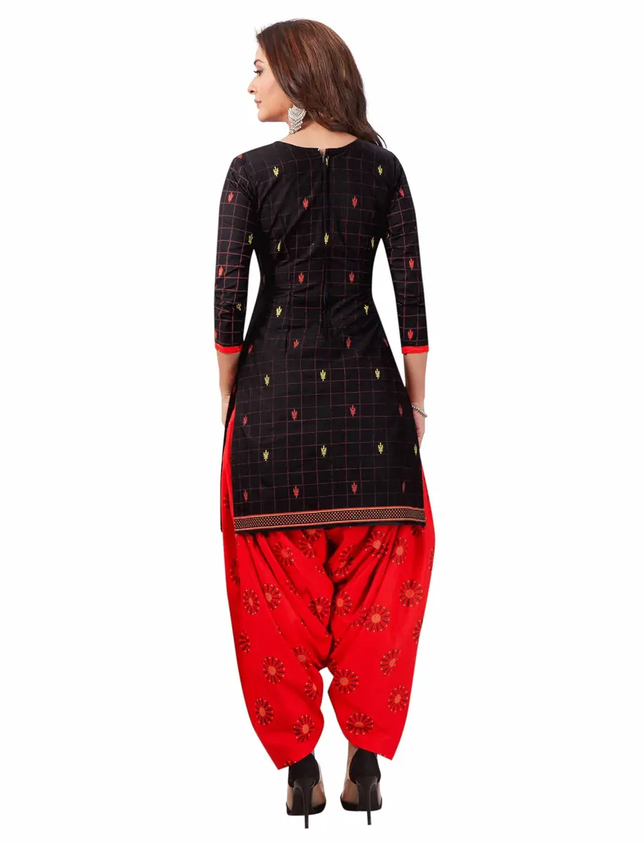 Miraan Women's Cotton Printed Readymade Salwar Suit XXX-Large Black | 116.84 cm (46 inches) Chest - view 2