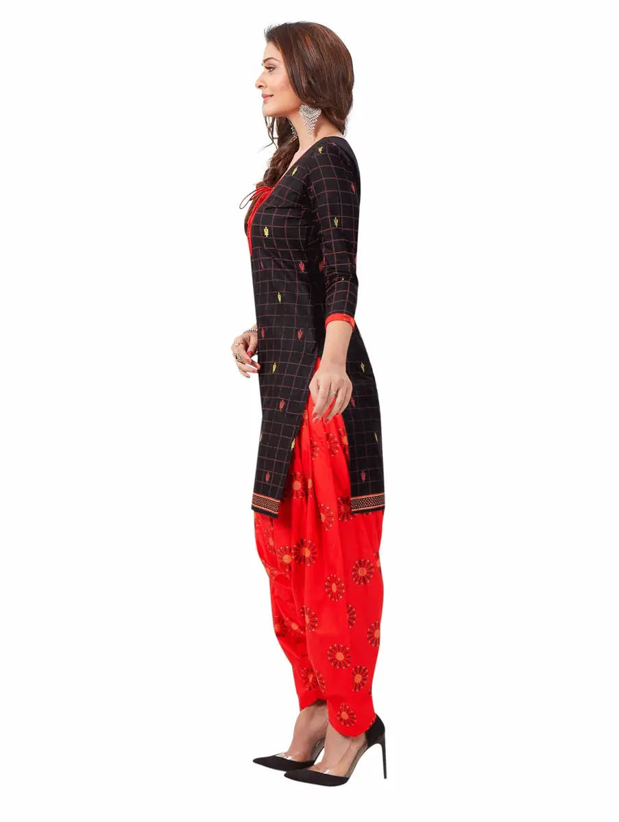 Miraan Women's Cotton Printed Readymade Salwar Suit XXX-Large Black | 116.84 cm (46 inches) Chest - view 3