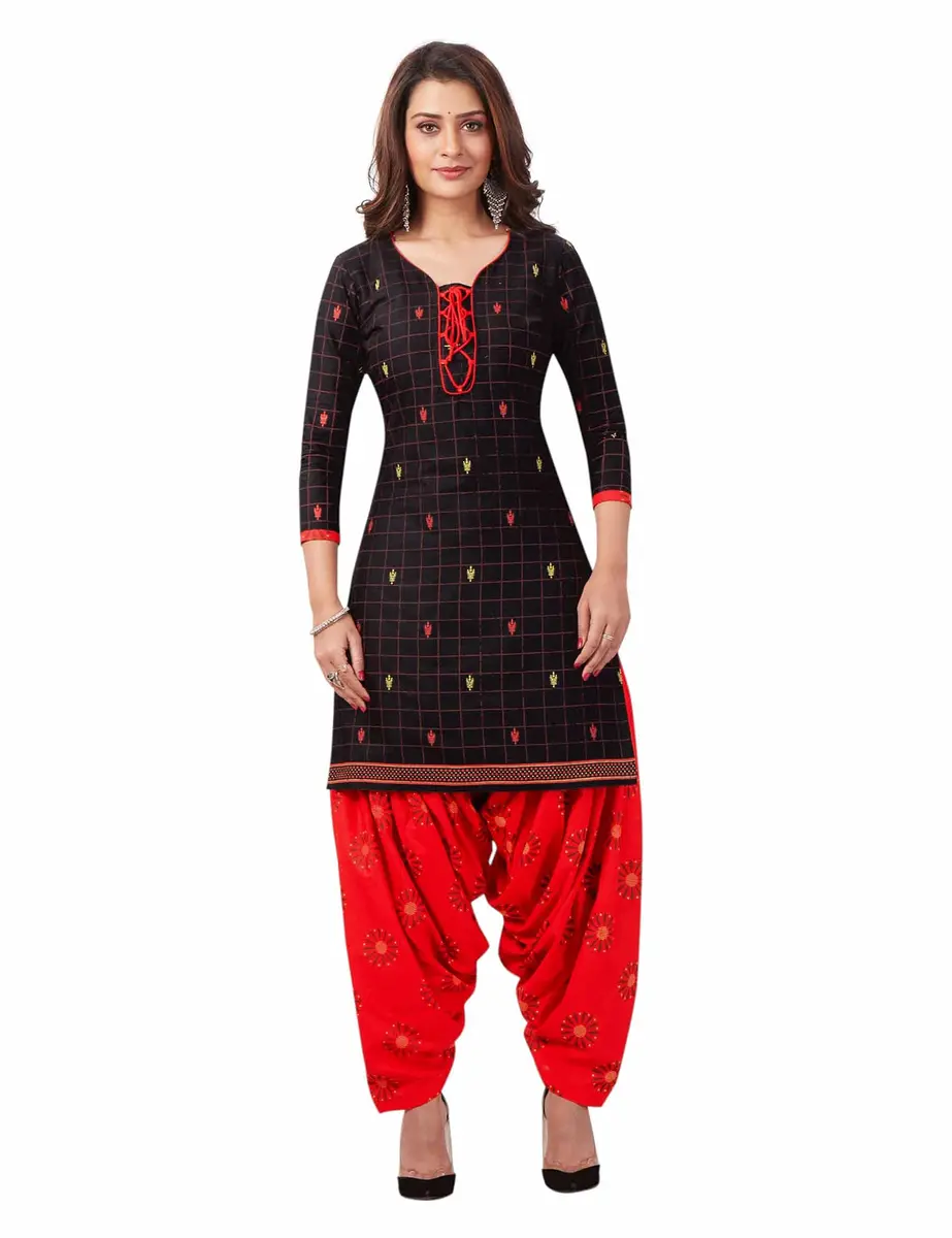 Miraan Women's Cotton Printed Readymade Salwar Suit XXX-Large Black | 116.84 cm (46 inches) Chest - view 4