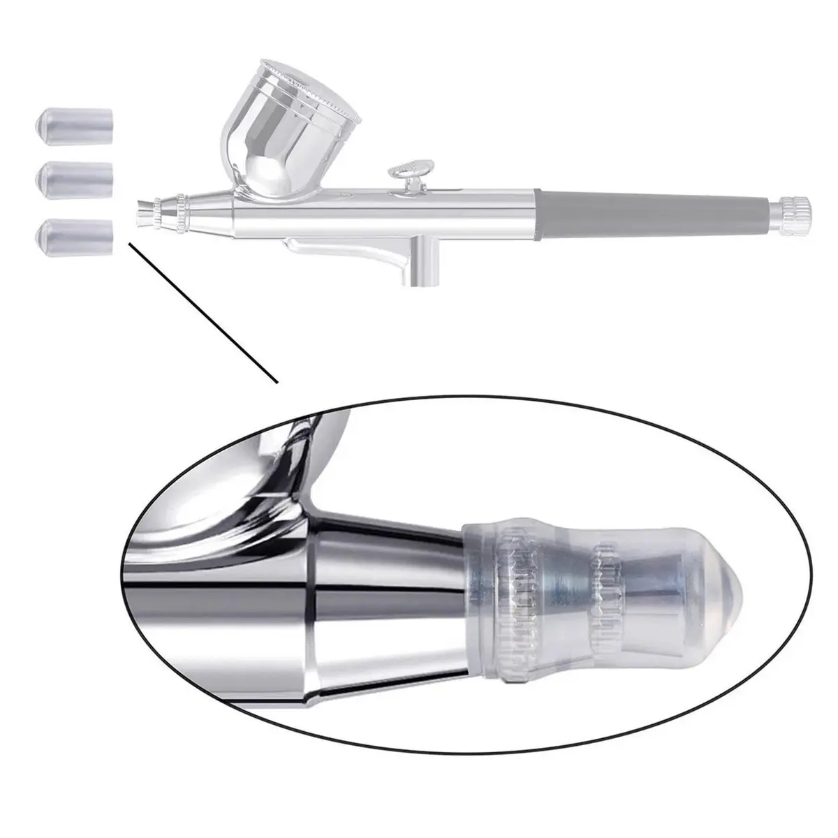 HUBEST 0.3mm Airbrush Needle Nozzle Kit, 3 Sets with Protectors & Wrench | Precision Stainless Steel & Copper Parts - view 5