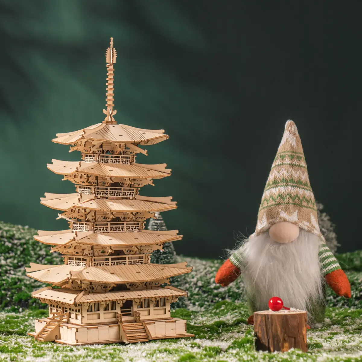 Rolife Wooden Model Kit for Adults 3D Puzzle Five-Storied Pagoda | Retro Wooden Assembly - view 8