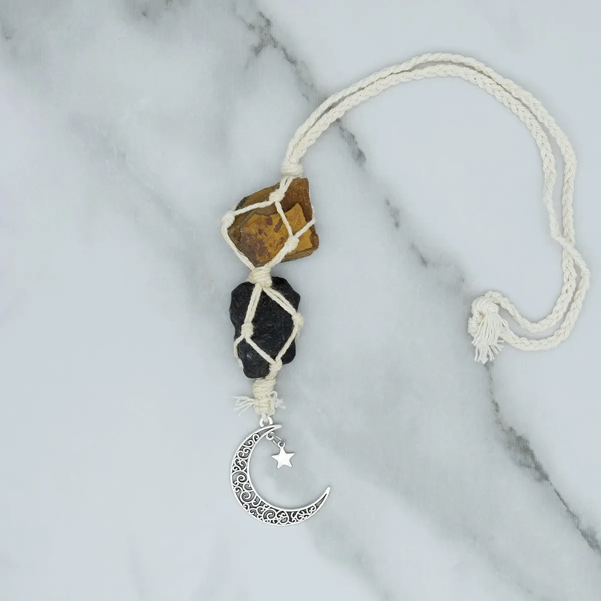 BOHO GARDEN Hanging Car Charm - Tiger Eye & Black Tourmaline | Grounding, Confidence, Protection, Energy - view 6