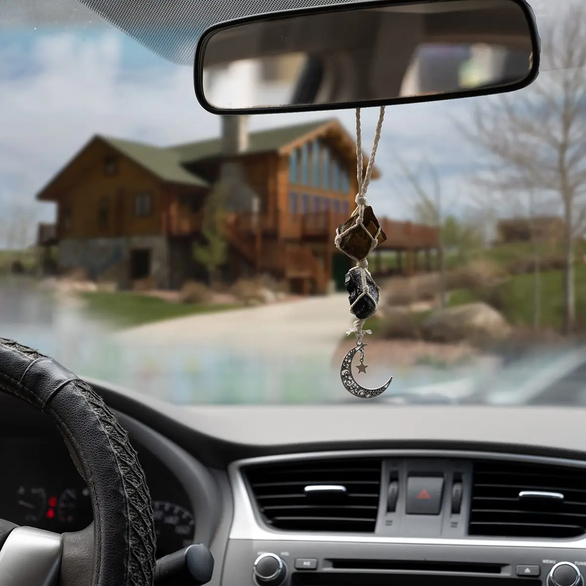 BOHO GARDEN Hanging Car Charm - Tiger Eye & Black Tourmaline | Grounding, Confidence, Protection, Energy - view 4