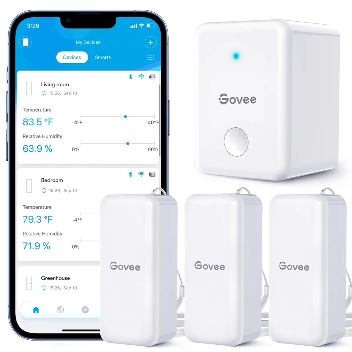 Govee Hygrometer Thermometer 3 Pack | WiFi Indoor Humidity & Temperature Sensors - main product image