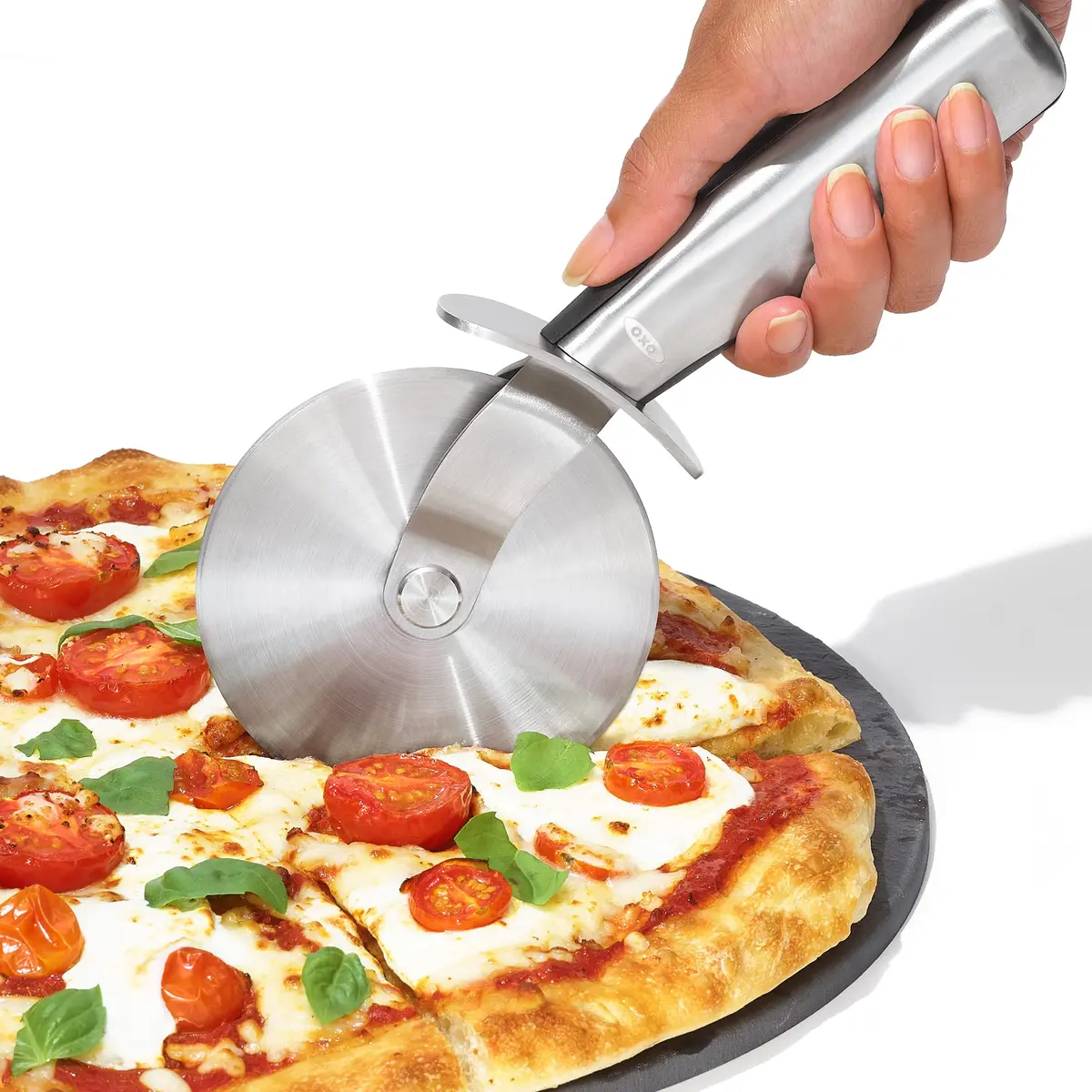 OXO Steel 4 in Pizza Wheel | Stainless Steel Blade, Thumb Guard, Dishwasher Safe - view 3