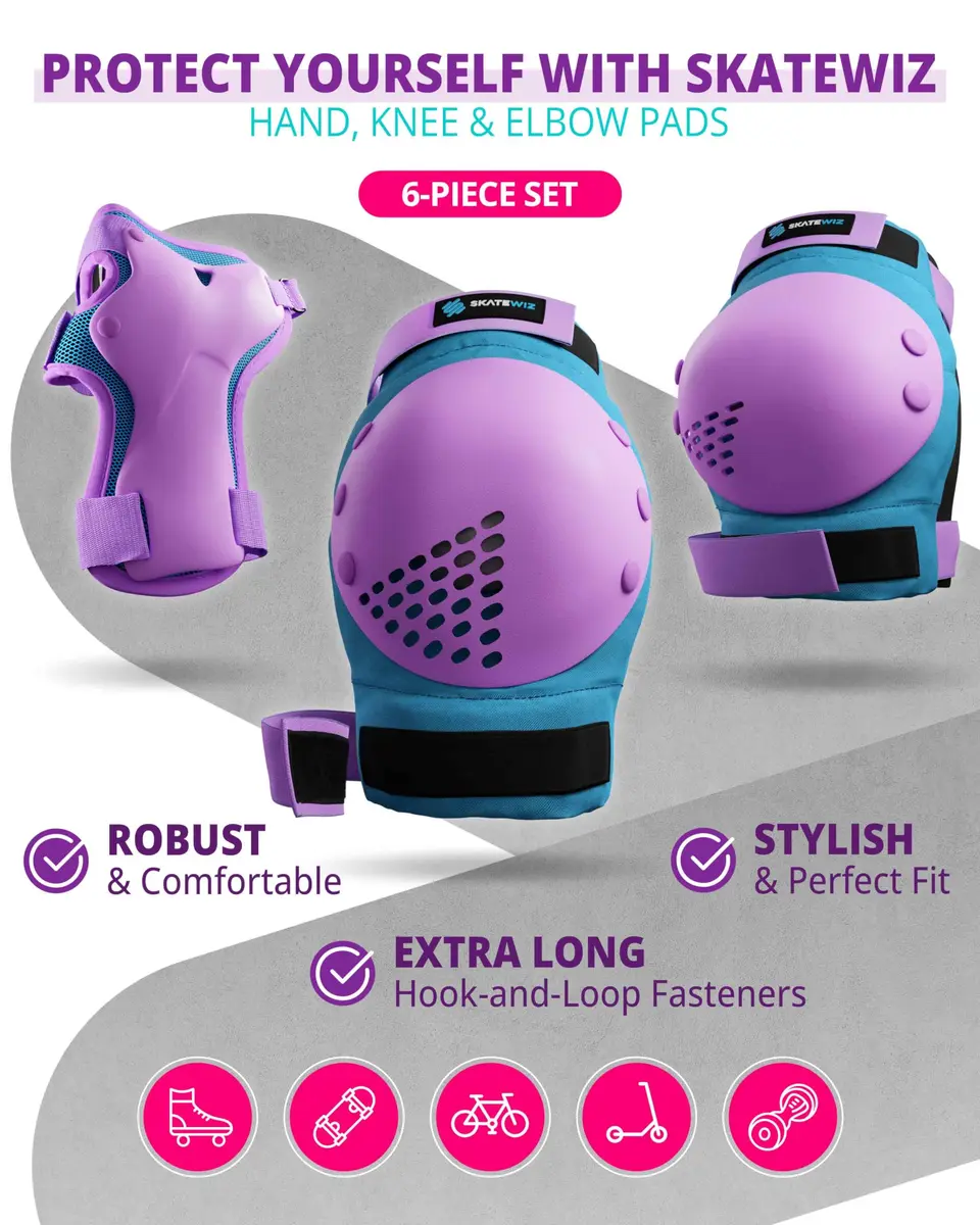 SKATEWIZ Kids Impact Protection Gear Size S | Durable Skate & Bike Pads for Kids - view 6