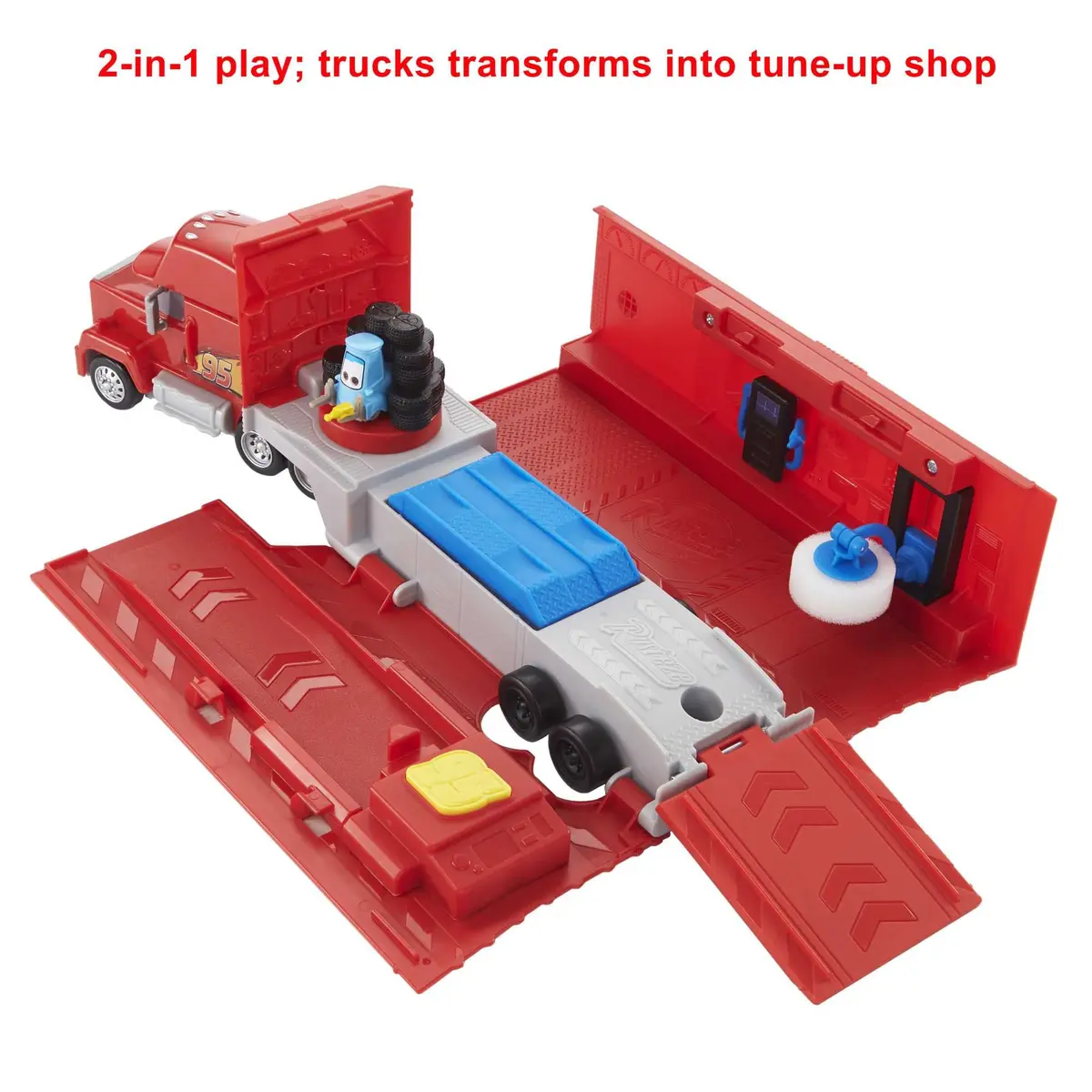 Mattel Disney and Pixar Cars Transforming Mack Playset | 2-in-1 Toy Truck & Tune-Up Station with Launcher, Lift & More - view 6