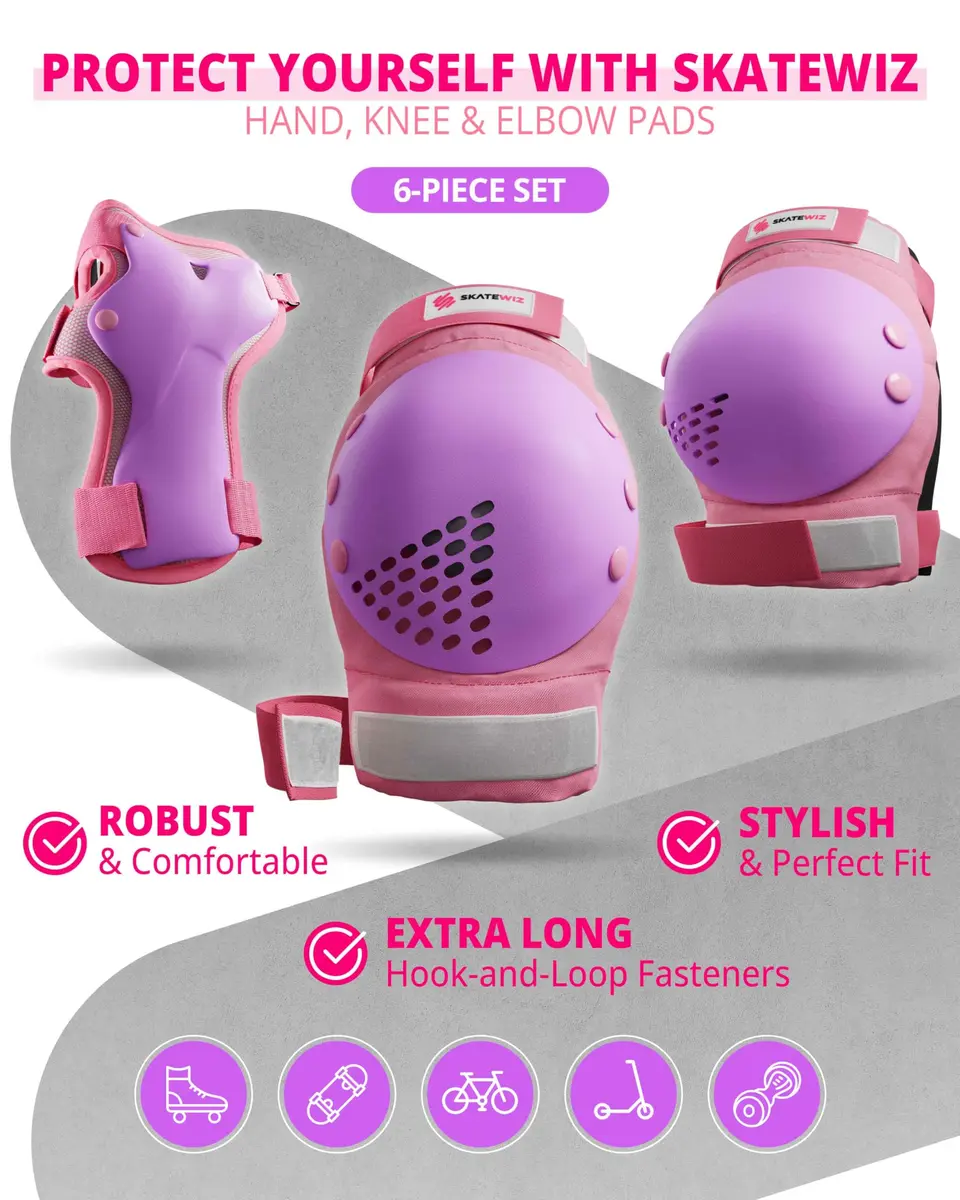 SKATEWIZ Impact Protection Gear for Adults - Pink Purple Size L/XL | Full Skating Safety Set - view 6