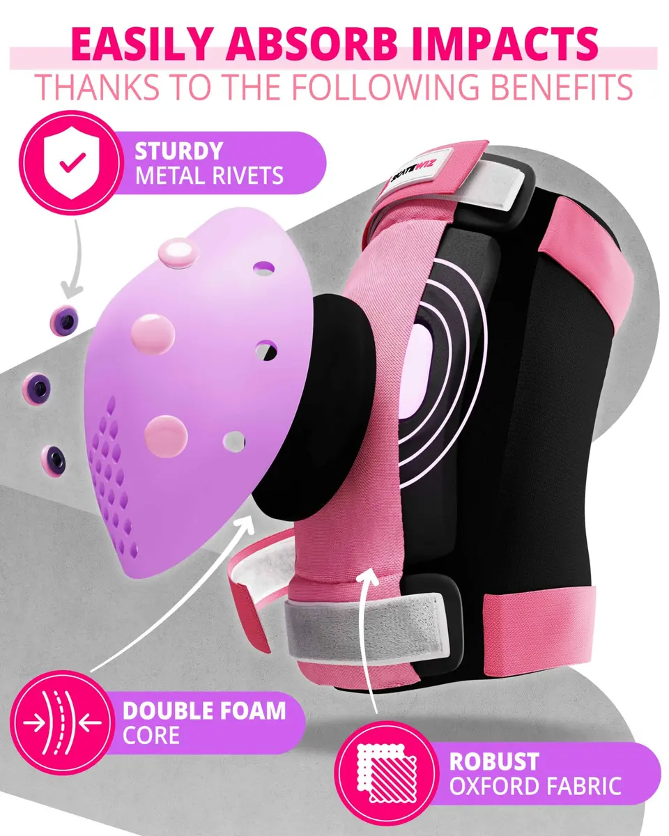 SKATEWIZ Impact Protection Gear for Adults - Pink Purple Size L/XL | Full Skating Safety Set - view 3