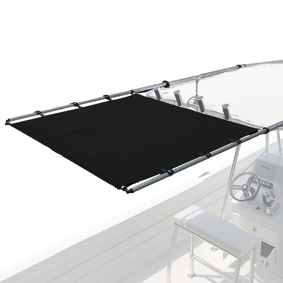 SureShade PTX Power Shade - 63" Wide (Black) | Marine Canvas & Stainless Steel - main product image