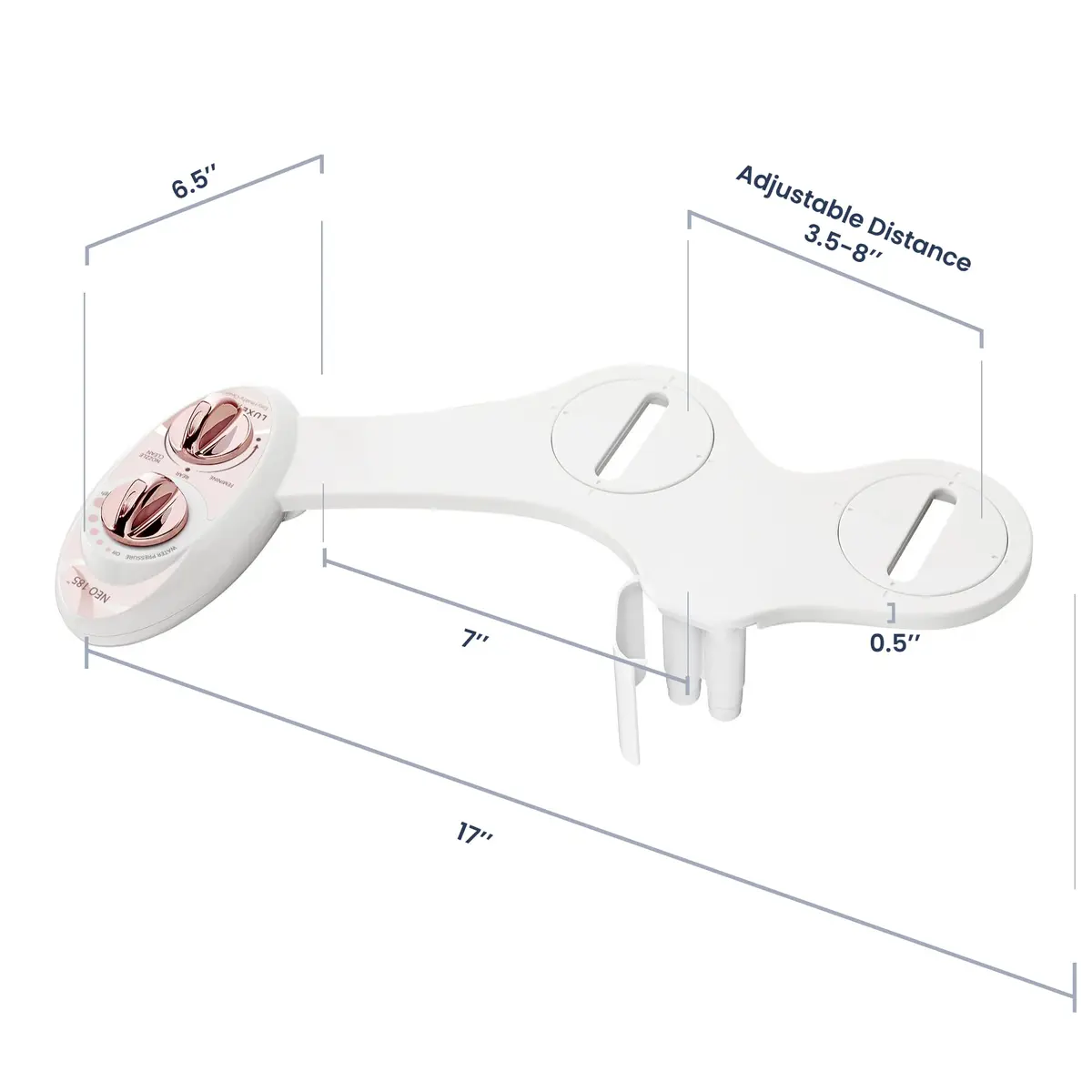 LUXE Bidet NEO 185 Bidet Attachment for Toilet Seat, Rose Gold | Self-Cleaning, Dual Nozzle, Easy Control - view 9