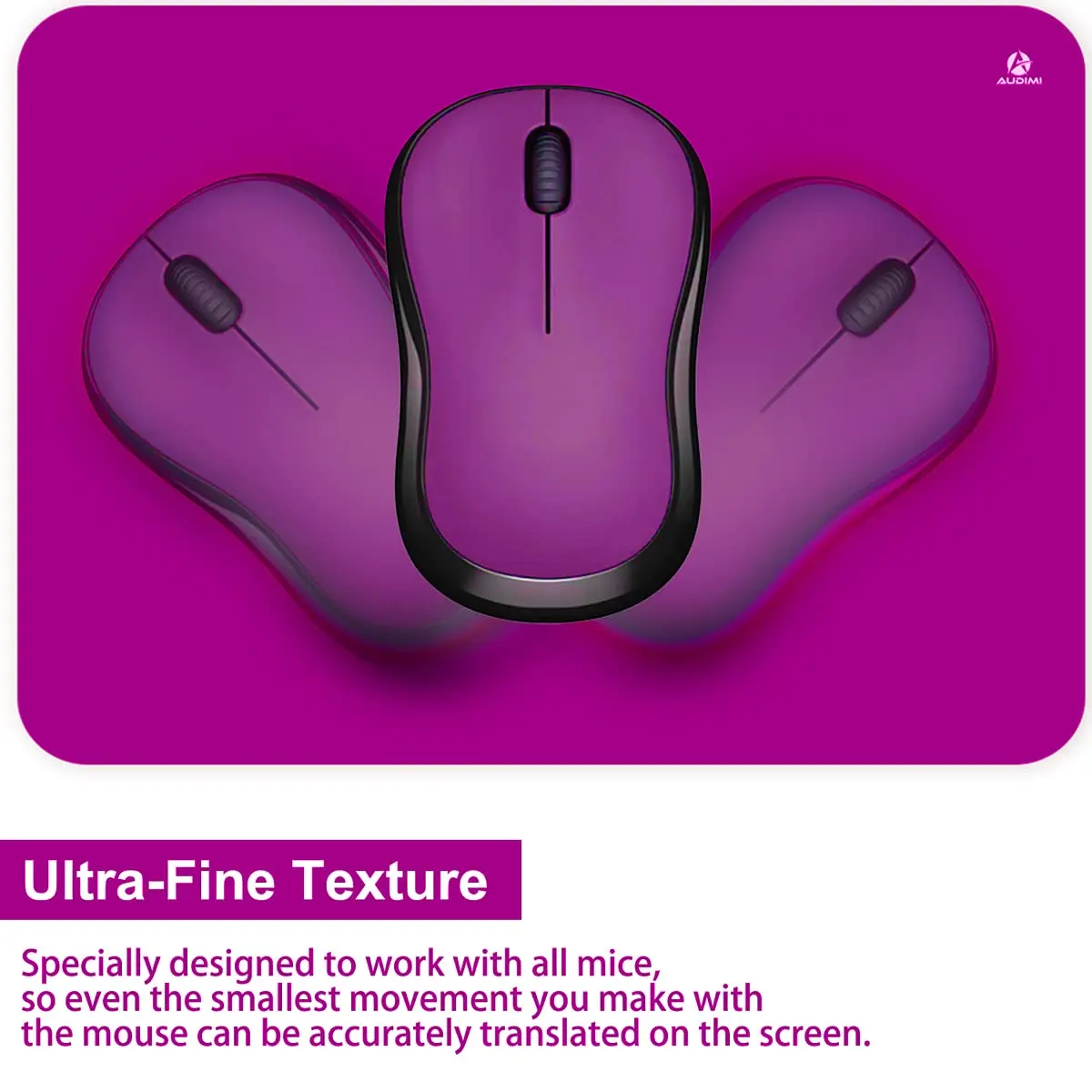 Audimi Small Mouse Pad 6 x 8 Inch Purple | Smooth Glide & Non-Slip Base - view 3