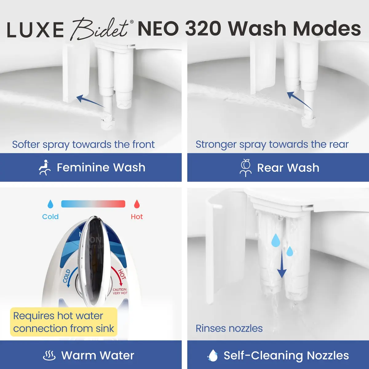 LUXE Bidet NEO 320 Rose Gold | Warm Water Bidet Attachment with Dual Nozzles - view 2