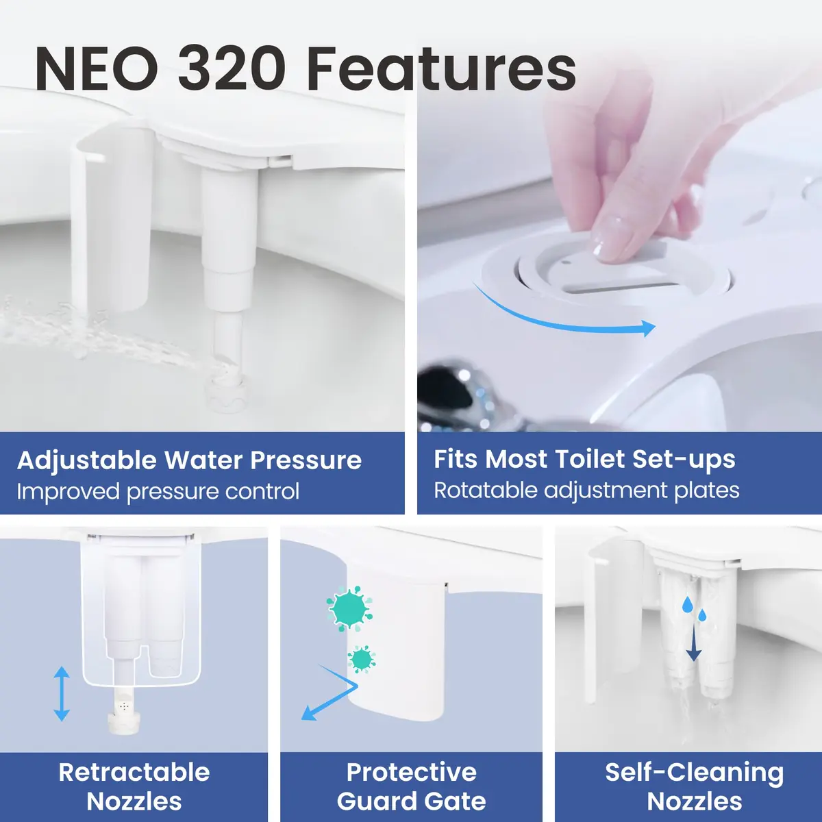 LUXE Bidet NEO 320 Rose Gold | Warm Water Bidet Attachment with Dual Nozzles - view 3