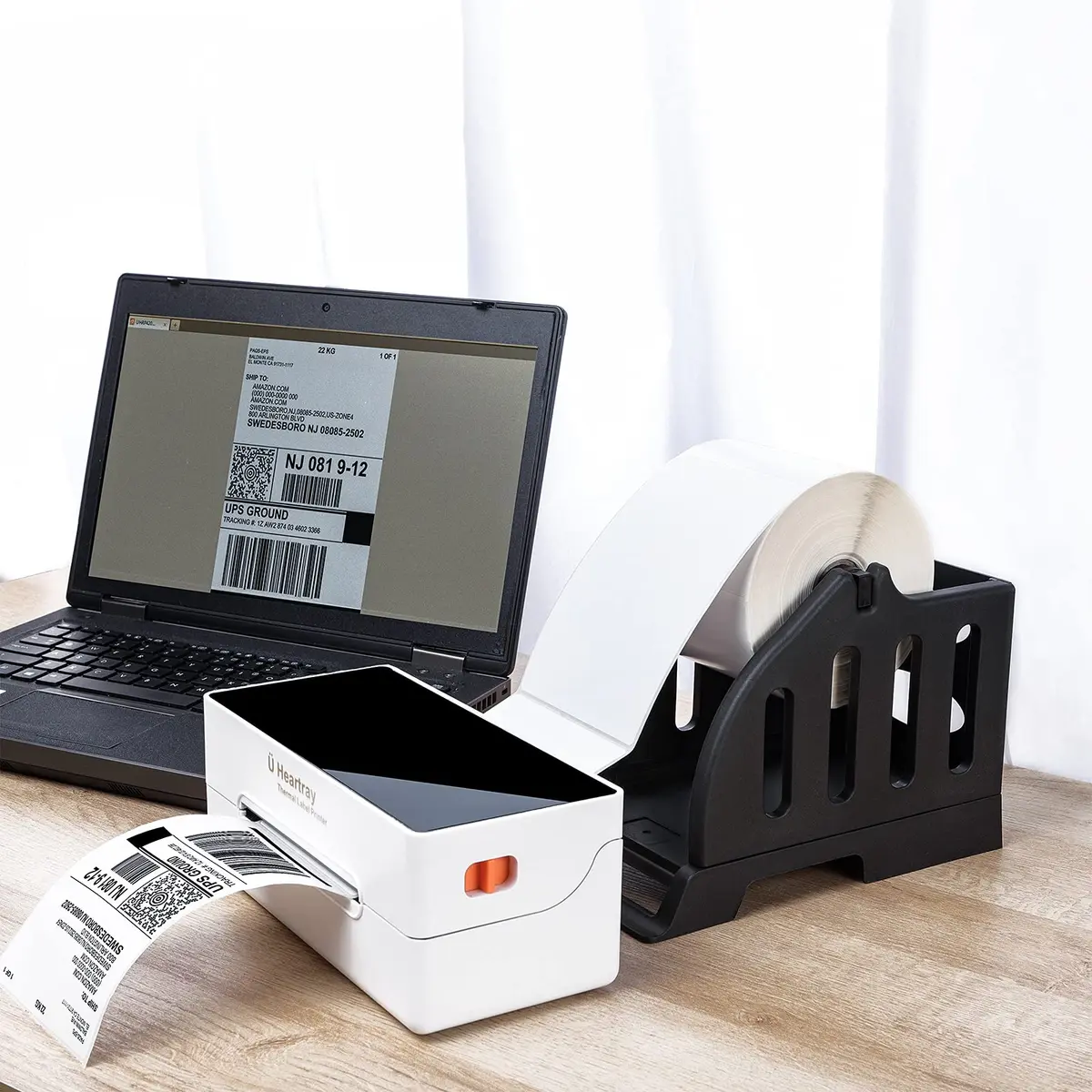 Ü Heartray Label Holder for Rolls & Fan-Fold Labels | Compatible with Thermal Printers, Plastic Material, Black - view 6