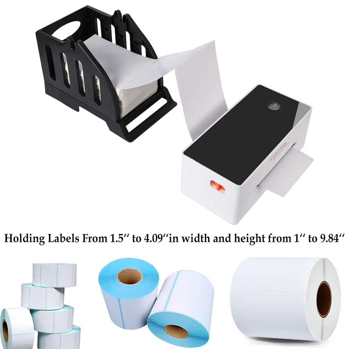 Ü Heartray Label Holder for Rolls & Fan-Fold Labels | Compatible with Thermal Printers, Plastic Material, Black - view 4