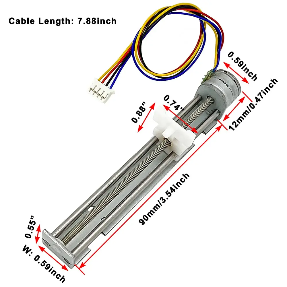 QINIZX 2 Phase 4 Wire Stepper Motor Linear Rail 90mm Stroke 18 Degree Step Angle | XY Axis Actuator for DIY Projects - view 4