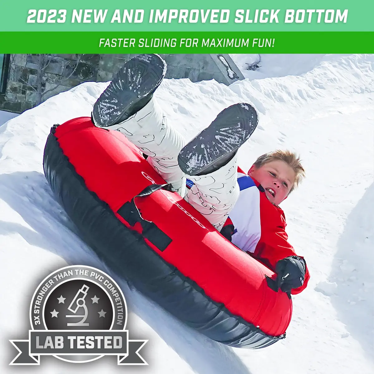 GoSports 44 Inch Heavy-Duty Snow Tube with Canvas Cover | Commercial Grade Sled for All Ages - view 3