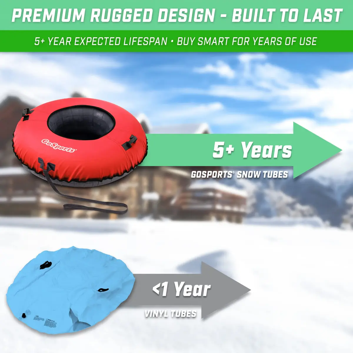 GoSports 44 Inch Heavy-Duty Snow Tube with Canvas Cover | Commercial Grade Sled for All Ages - view 4