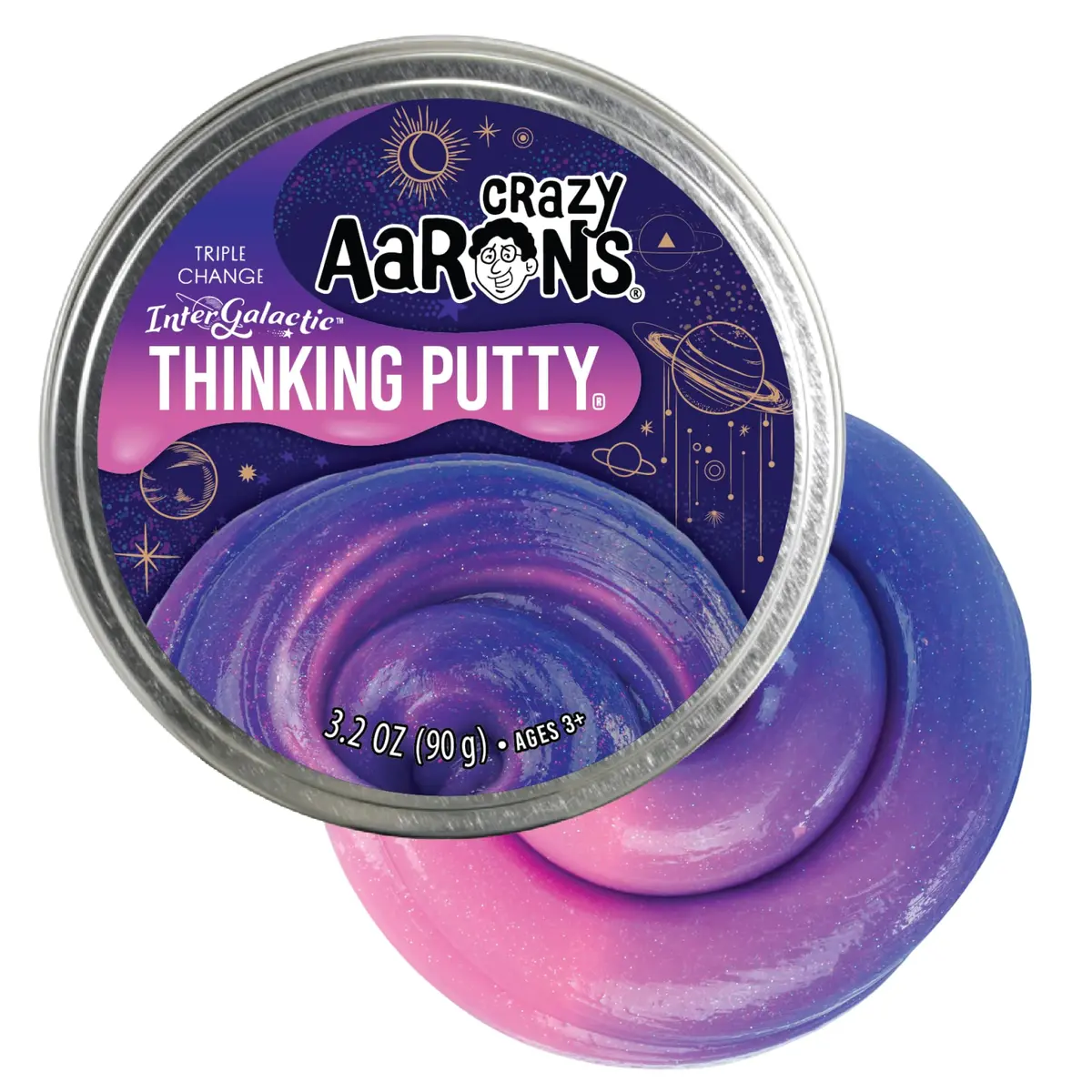 Crazy Aaron's Thinking Putty - Intergalactic - Triple Color Changing 4" Tin | Creative Stress Relief Toy - main product image