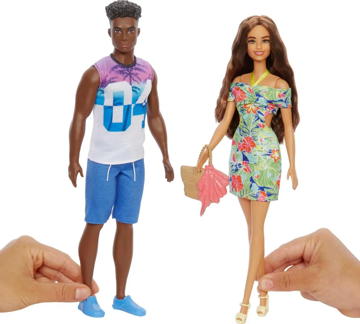 Barbie & Ken Fashions 2-Pack Clothing & Accessories Set, 1 Tropical Dress & Tote for Barbie Doll & 1 Tropical Shirt & Shorts Outfit with Shoes for Ken Doll | Double Styling Fun - view 2