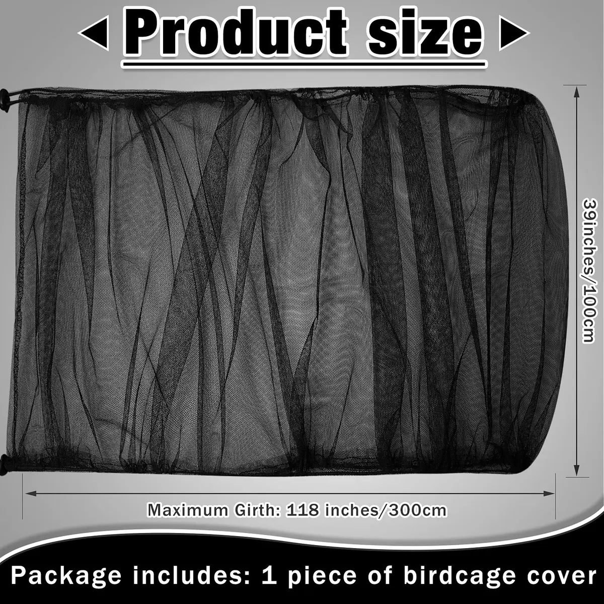 Shappy Black Bird Cage Net Cover Seed Catcher 152 x 100 cm | Breathable Mesh for Cleanliness - view 4