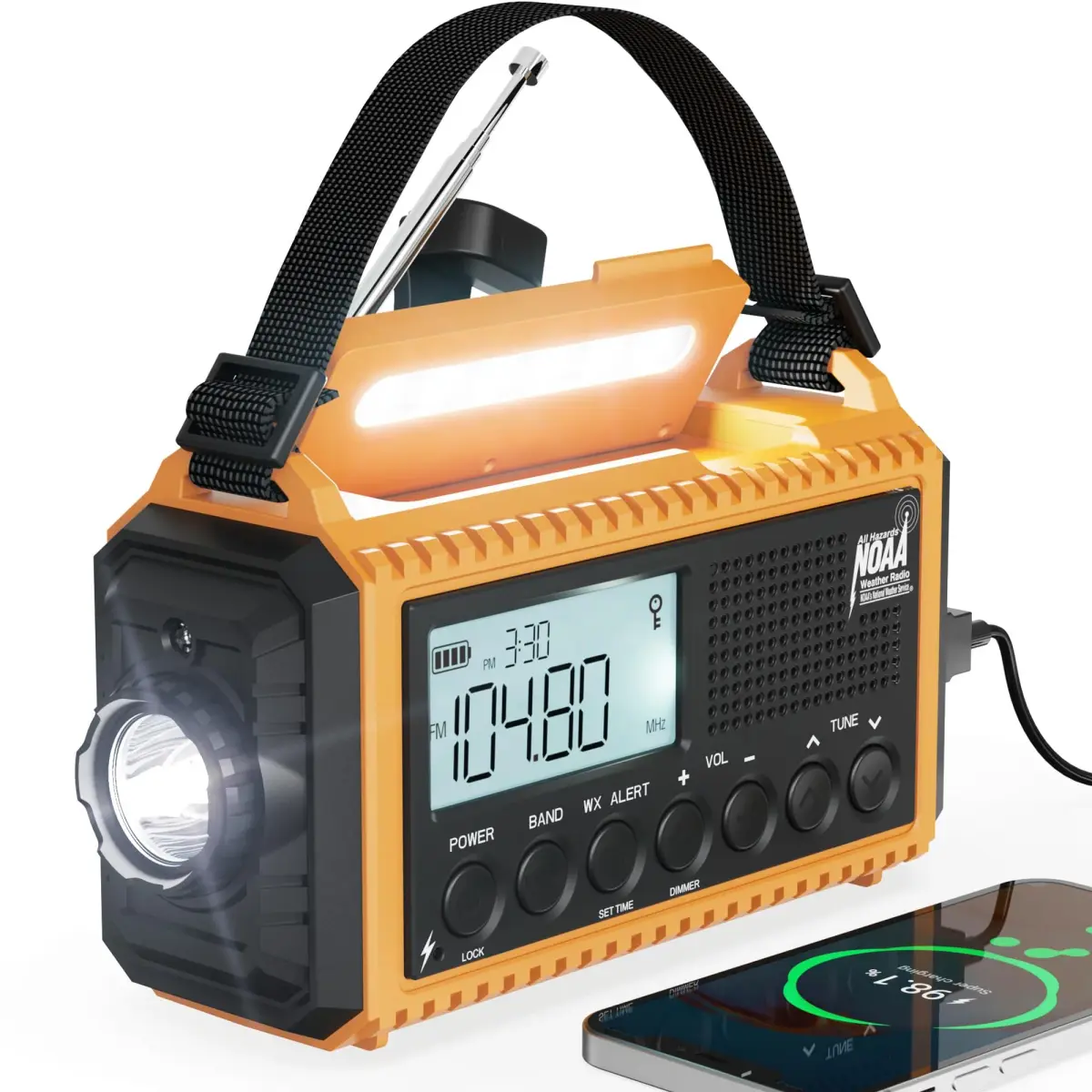 Mesqool NOAA Weather Alert Radio 5000mAh Solar Hand Crank Emergency Radio with AM/FM/SW, 172x94x63mm - main product image