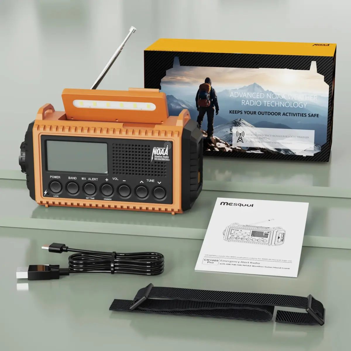Mesqool NOAA Weather Alert Radio 5000mAh Solar Hand Crank Emergency Radio with AM/FM/SW, 172x94x63mm - view 8