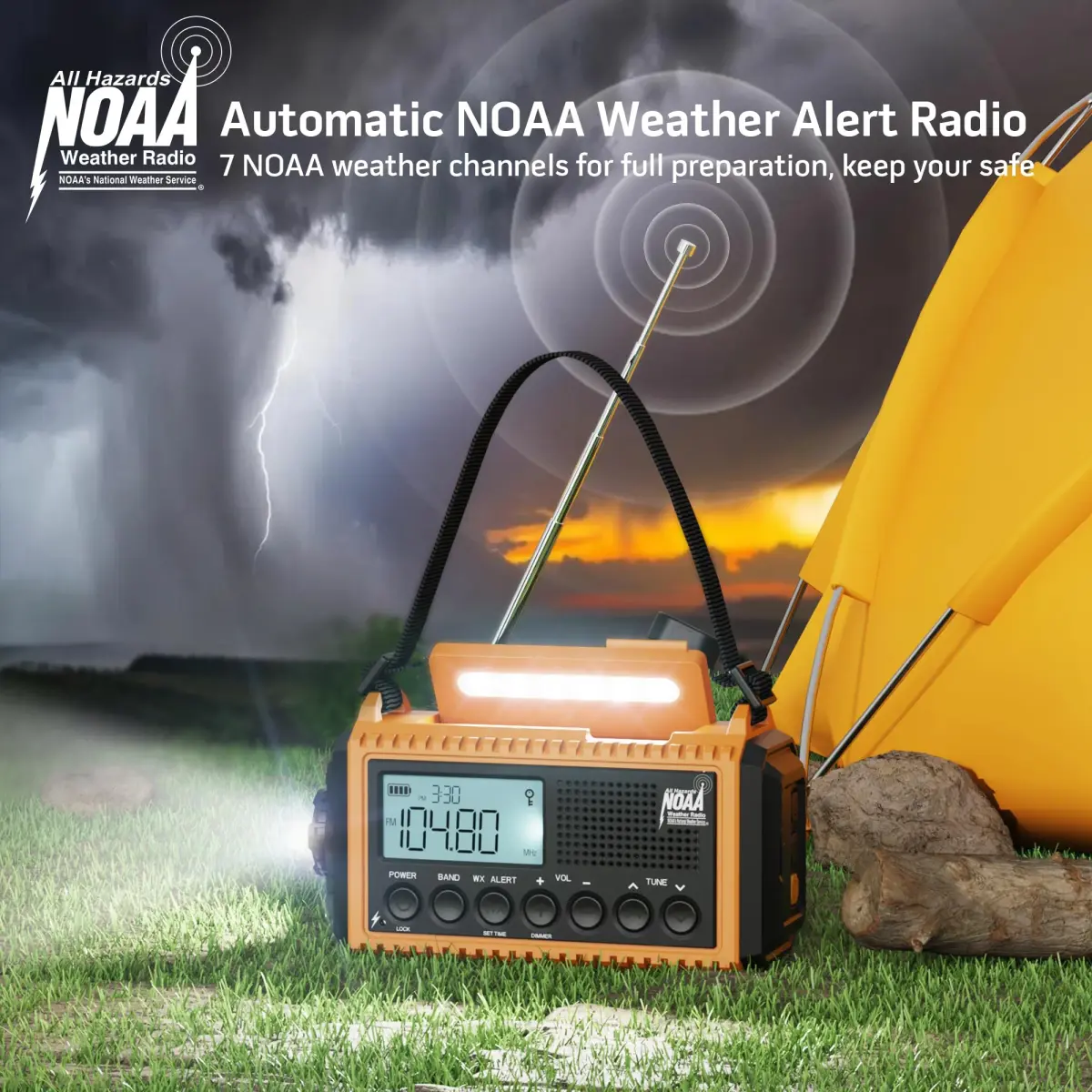 Mesqool NOAA Weather Alert Radio 5000mAh Solar Hand Crank Emergency Radio with AM/FM/SW, 172x94x63mm - view 2