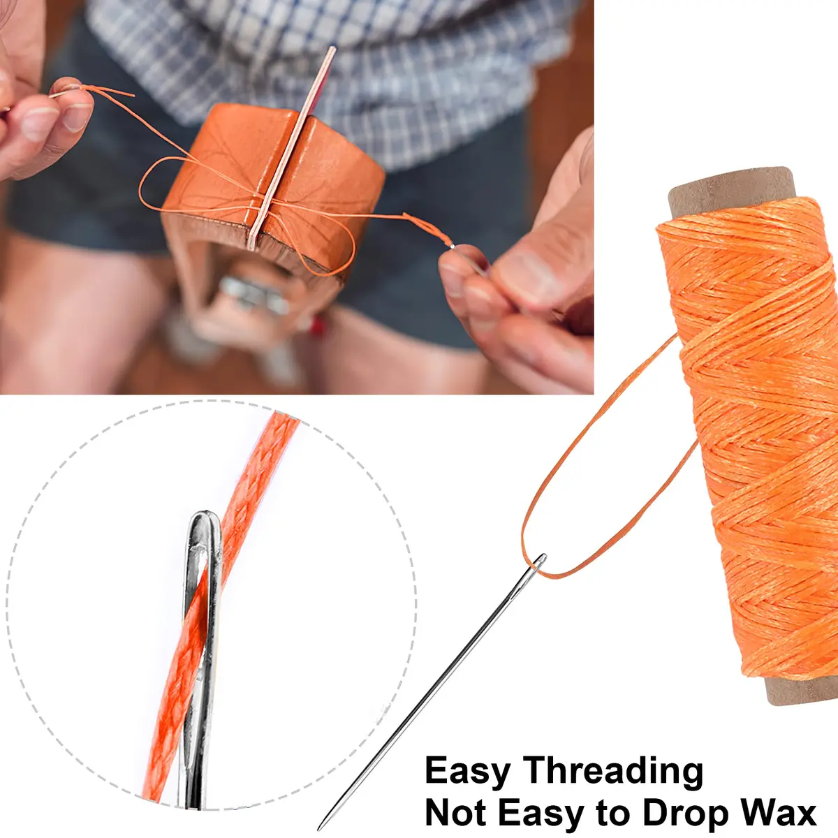 JANYUN Leather Sewing Thread 150D | Heavy Duty Waxed Cord for Leathercraft, 8 Colors, 33 Yards - view 4
