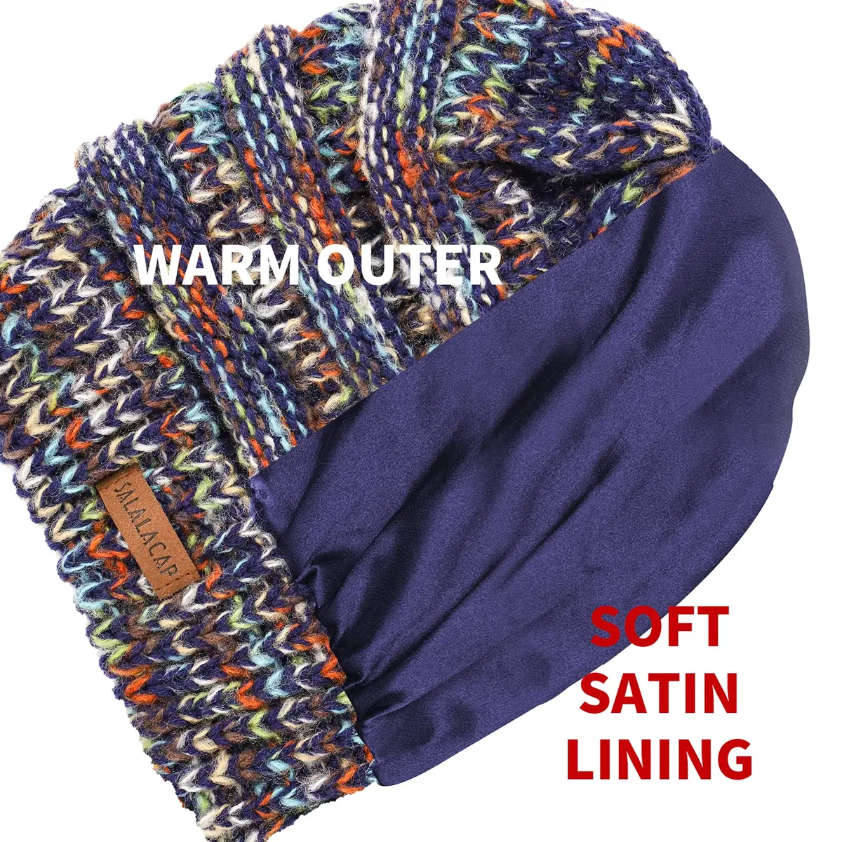 Salalacap Womens Satin Lined Winter Beanie Cable Knit for Women Thick Chunky Hat Skull Warm Cap - view 6