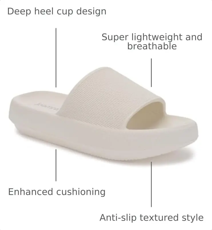 Joomra Pillow Slippers for Women & Men, Thick Sole Cloud Slides 3cm (1.2in) Heel, Beige | Comfortable & Non-Slip - view 4