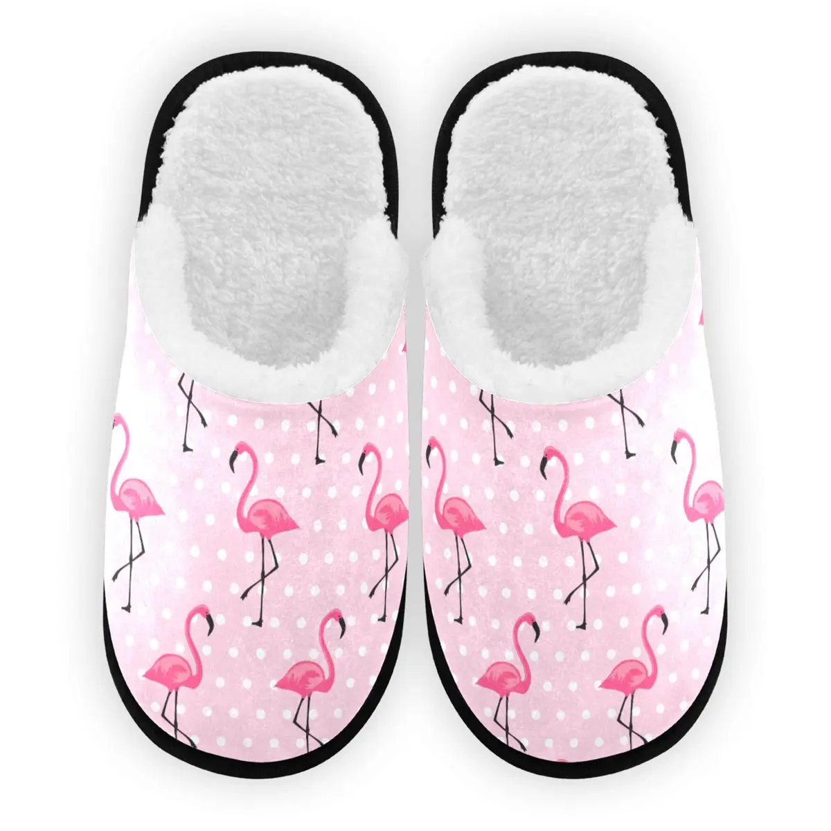 Umidedor Pink Flamingo Dots Slippers | Memory Foam Indoor House Shoes for Bedroom & Travel (US 5-8 / 9-12) - main product image