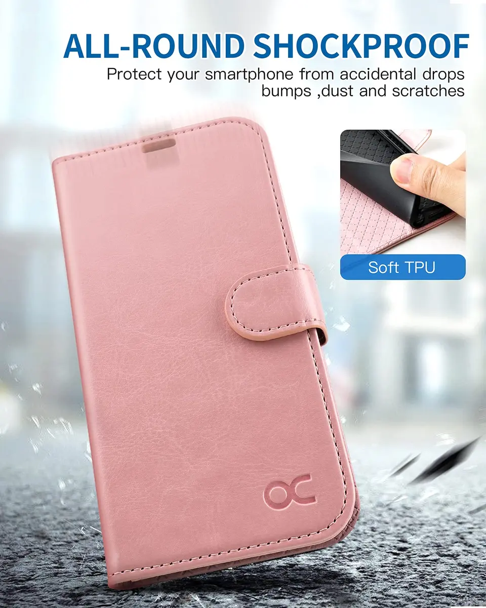 OCASE for iPhone 13 Wallet Case, Card Holder, Pink | RFID Shielding & Kickstand - view 6
