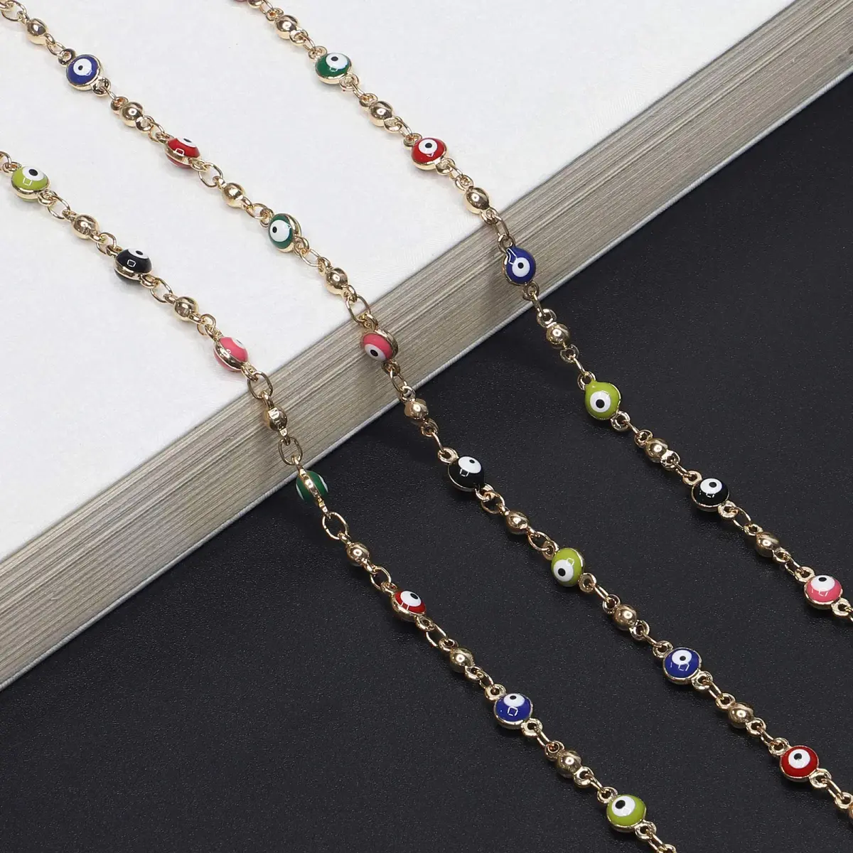 COLORFUL BLING Evil Eye Bead Face Mask Lanyard 69cm (27.6 inches) | Detachable Necklace for Eyeglass Holder - view 2