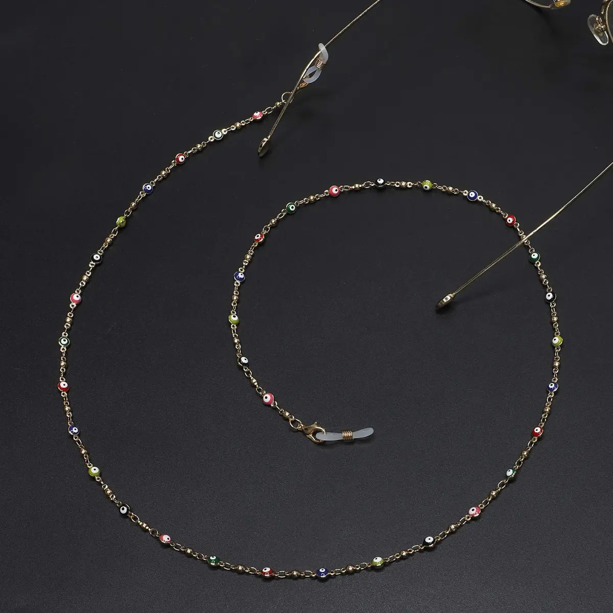 COLORFUL BLING Evil Eye Bead Face Mask Lanyard 69cm (27.6 inches) | Detachable Necklace for Eyeglass Holder - view 3