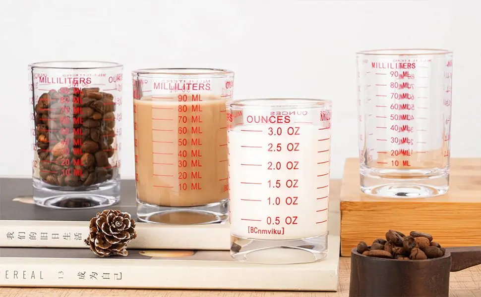 NCnnwovf 2 PACK Measuring Cup Shot Glass 90ML | Heavy Glass with Red Scale for Liquids & Dry - view 3