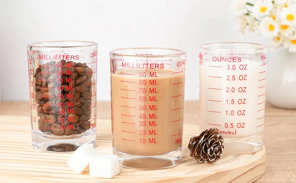 NCnnwovf 2 PACK Measuring Cup Shot Glass 90ML | Heavy Glass with Red Scale for Liquids & Dry - view 5