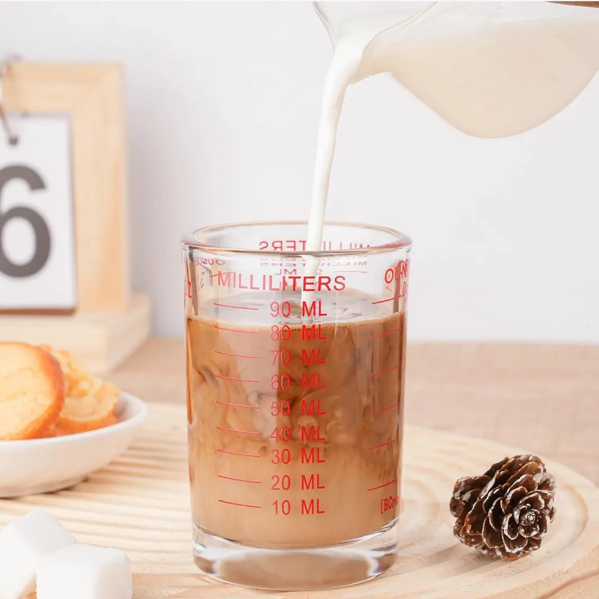 NCnnwovf 2 PACK Measuring Cup Shot Glass 90ML | Heavy Glass with Red Scale for Liquids & Dry - view 6