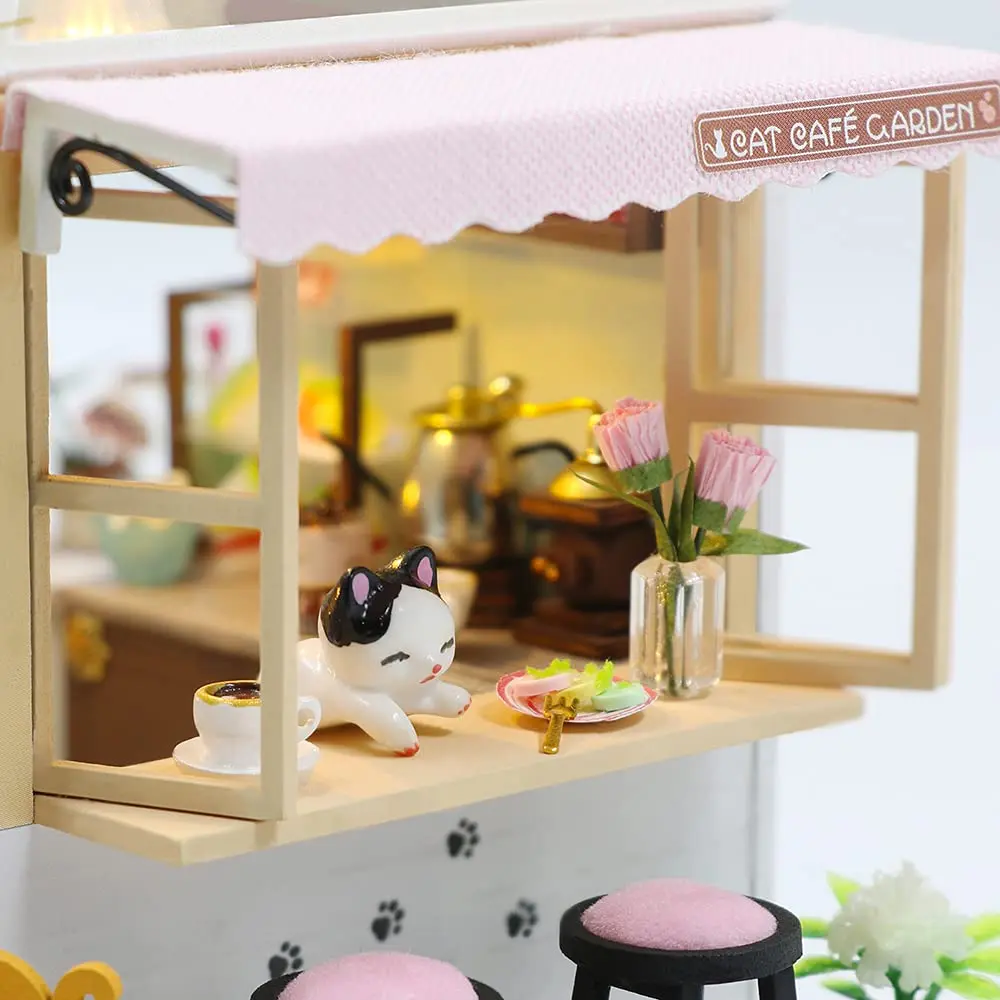CUTEBEE Cat Coffee Garden DIY Dollhouse Miniature Kit with Furniture, 1.38 kg (3.06 lb) | Collectible Home Decor - view 6