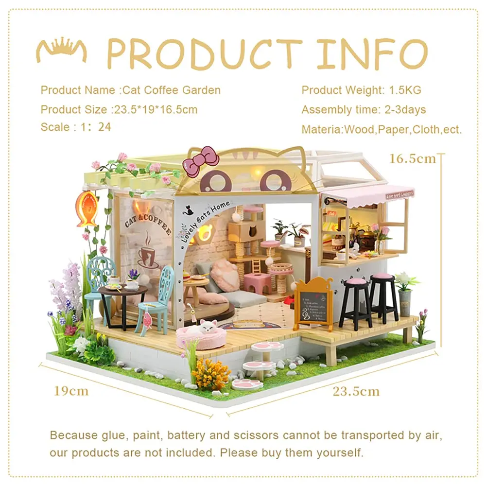 CUTEBEE Cat Coffee Garden DIY Dollhouse Miniature Kit with Furniture, 1.38 kg (3.06 lb) | Collectible Home Decor - view 3