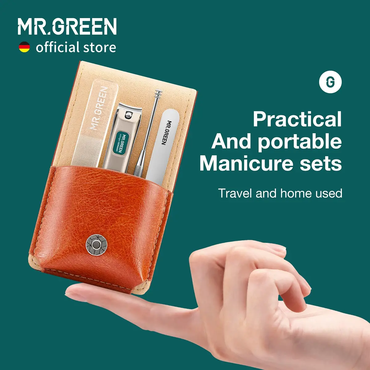 MR. GREEN Portable Manicure Sets Pedicure Kits Stainless Steel Grooming Case (Mr-6102) | 5-Piece Set - view 2