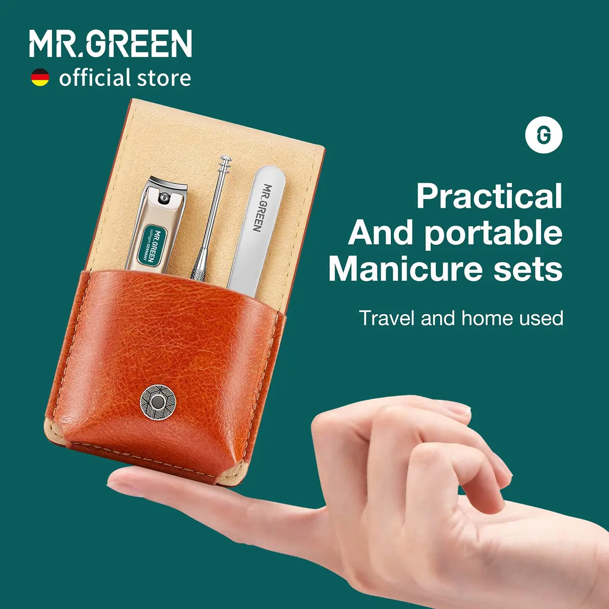MR.GREEN Portable Manicure Sets Pedicure Kits 5-Piece Set | German-Origin Stainless Steel Tools - view 2