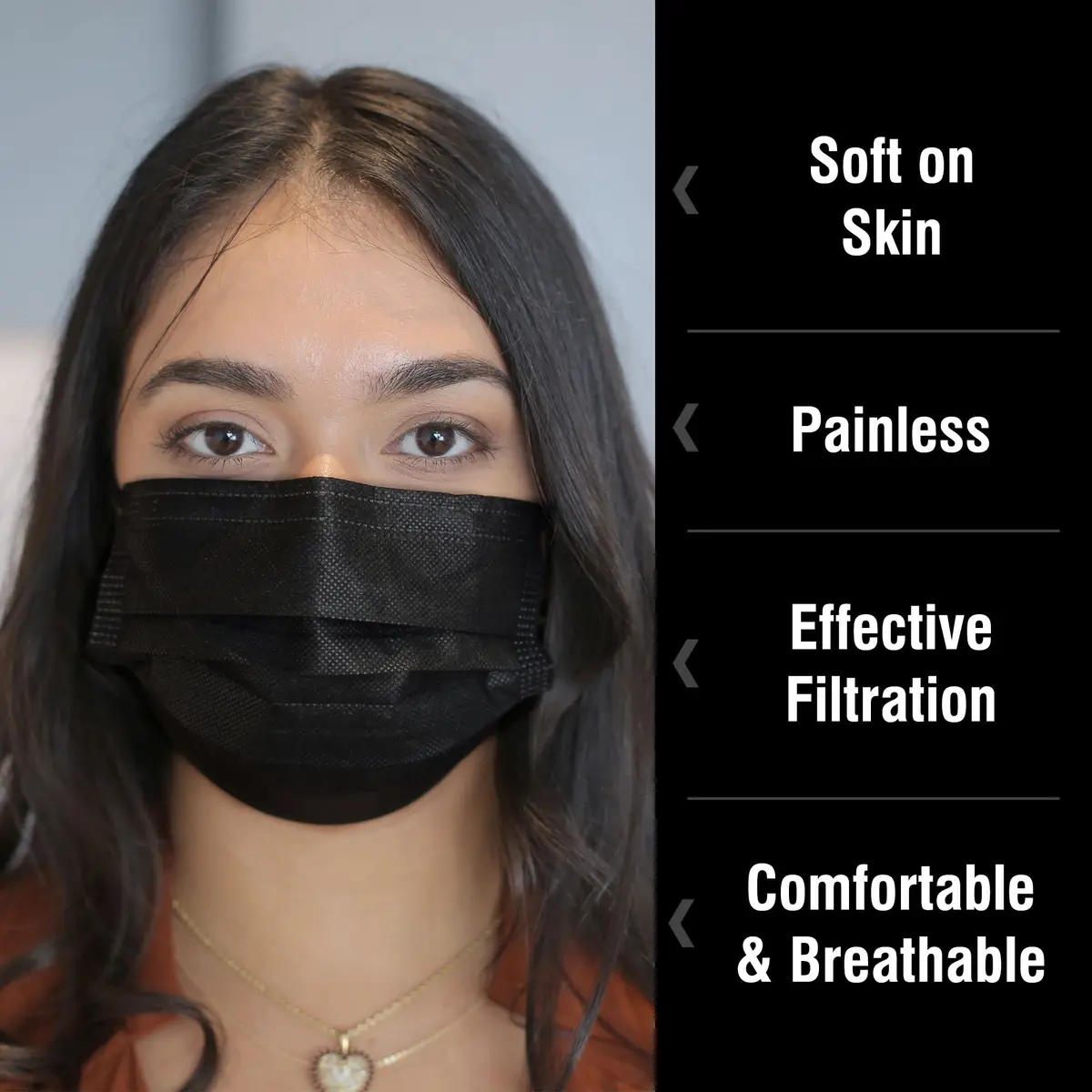 WECARE 50 Box, Individually-Wrapped Masks - Jet Black | 3 Ply Disposable Face Masks for Adults & Kids - view 3
