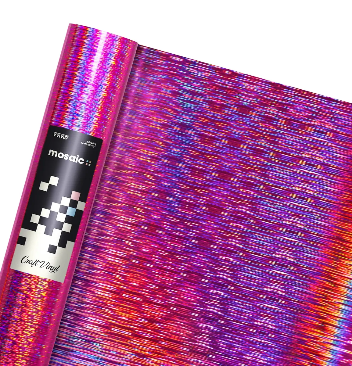 VViViD Mosaic+ Rose Pink Brushed Holographic Crafting Vinyl 1ft x 5ft | UV & Scratch Resistant, Easy Weeding, Indoor & Outdoor Use - main product image