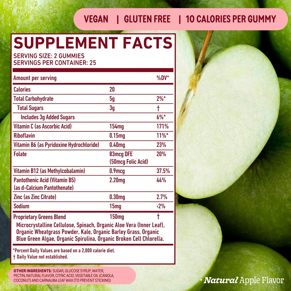 8G Supergreens Daily Gummies, Apple, 50 Servings | Supports Metabolism & Immunity - view 4