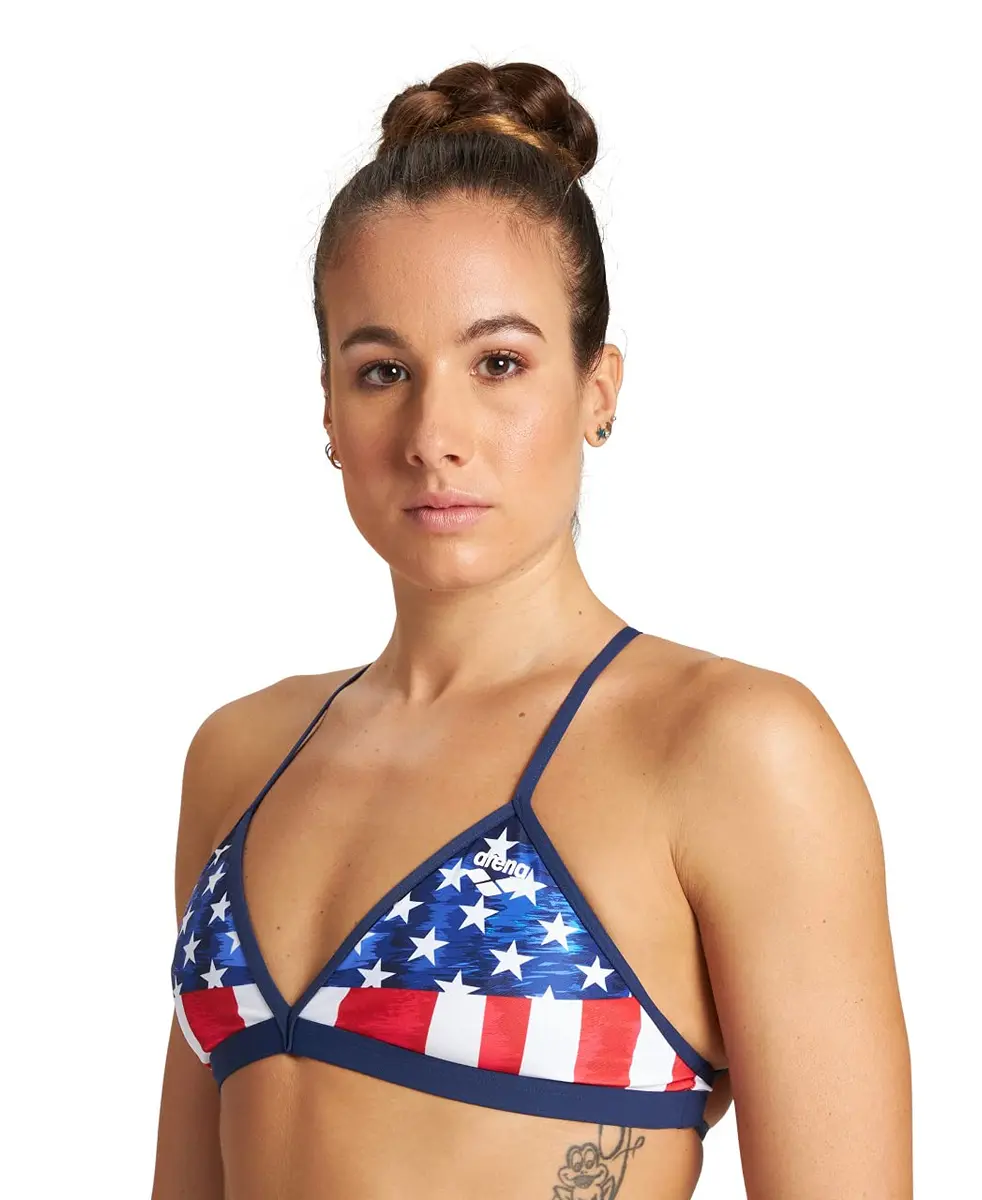 ARENA Women's Print Sport Bikini Tie Back MaxLife Swimsuit Top & Bottom, Stars & Stripes, Size 22 | Chlorine-Resistant & Durable (70-120 chars) - main product image